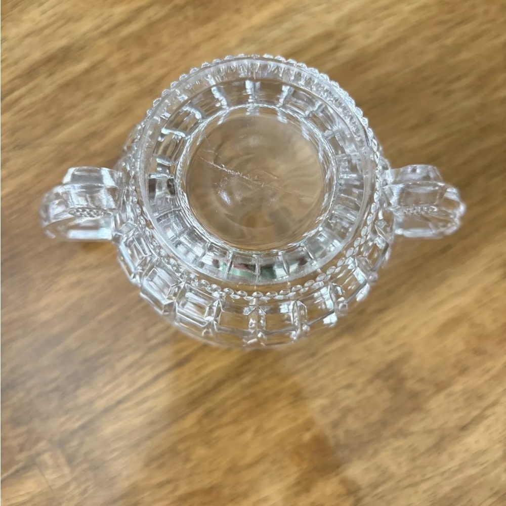Vintage Heisey Glass Clear Victorian Creamer & Sugar Bowl Handles USA Excellent! - Picture 10 of 16